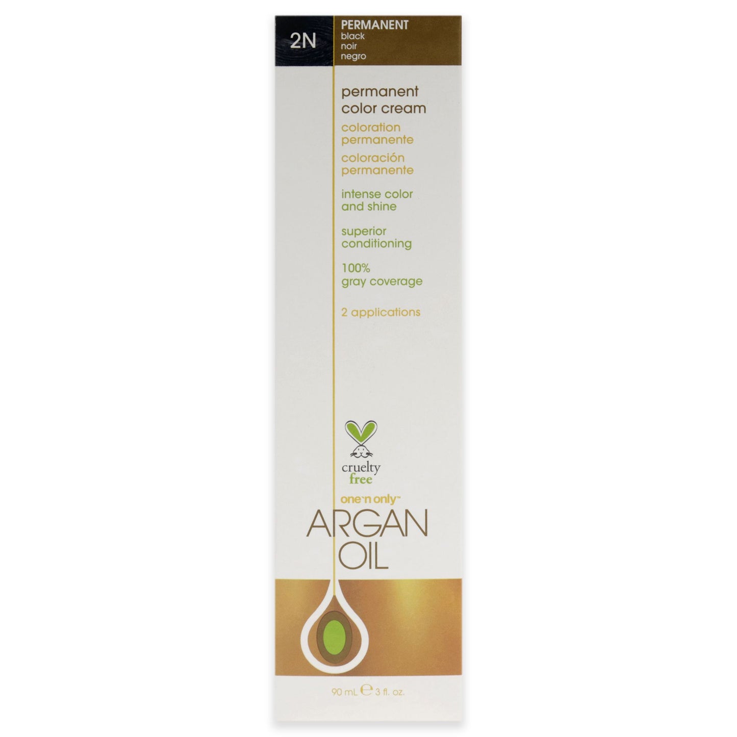 Argan Oil Permanent Color Cream - 2N Black by One n Only for Unisex - 3 oz Hair Color