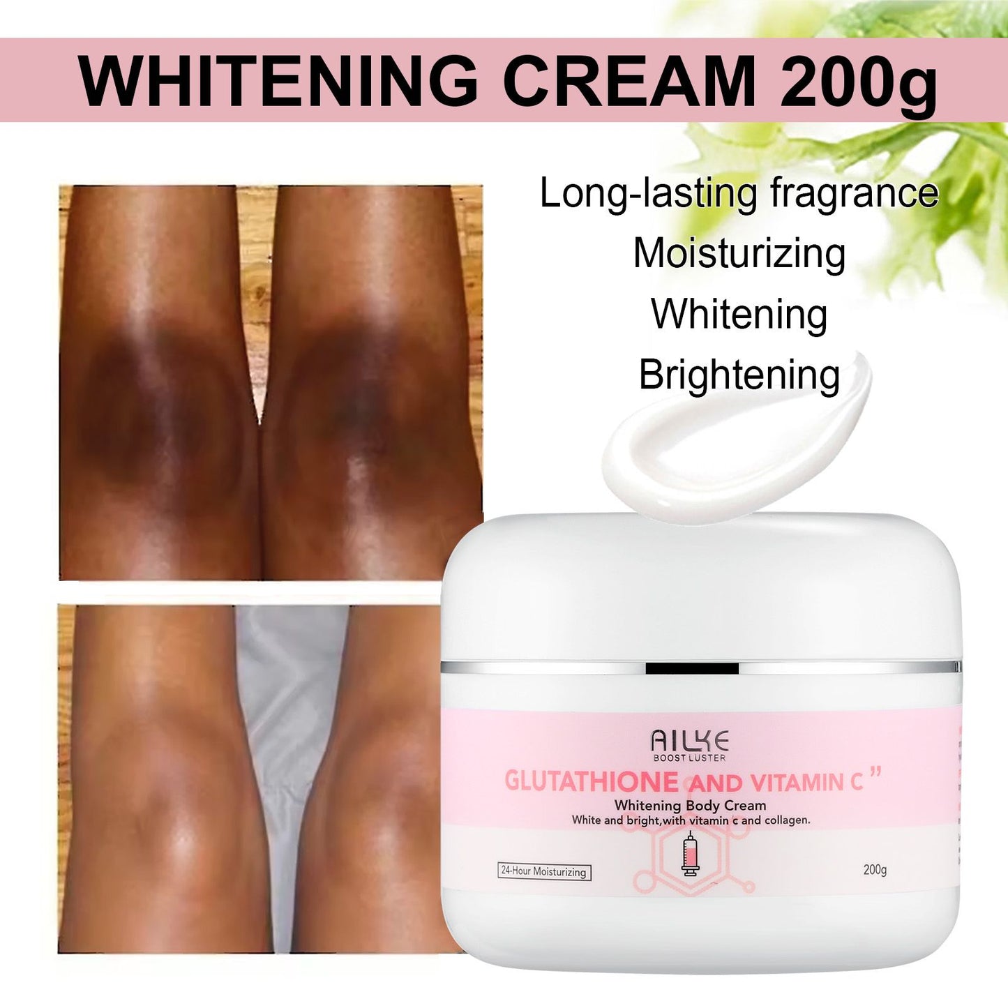 AILKE Glutathione and Vitamin C Moisturizing Body Cream for Skin Glowing, Radiance Boost | Nourishes & Hydrates Skin Naturally