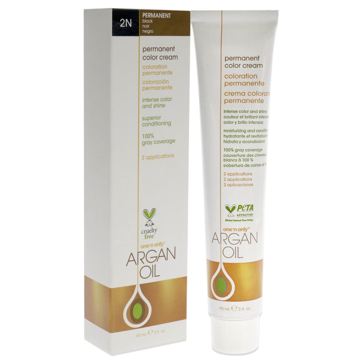 Argan Oil Permanent Color Cream - 2N Black by One n Only for Unisex - 3 oz Hair Color