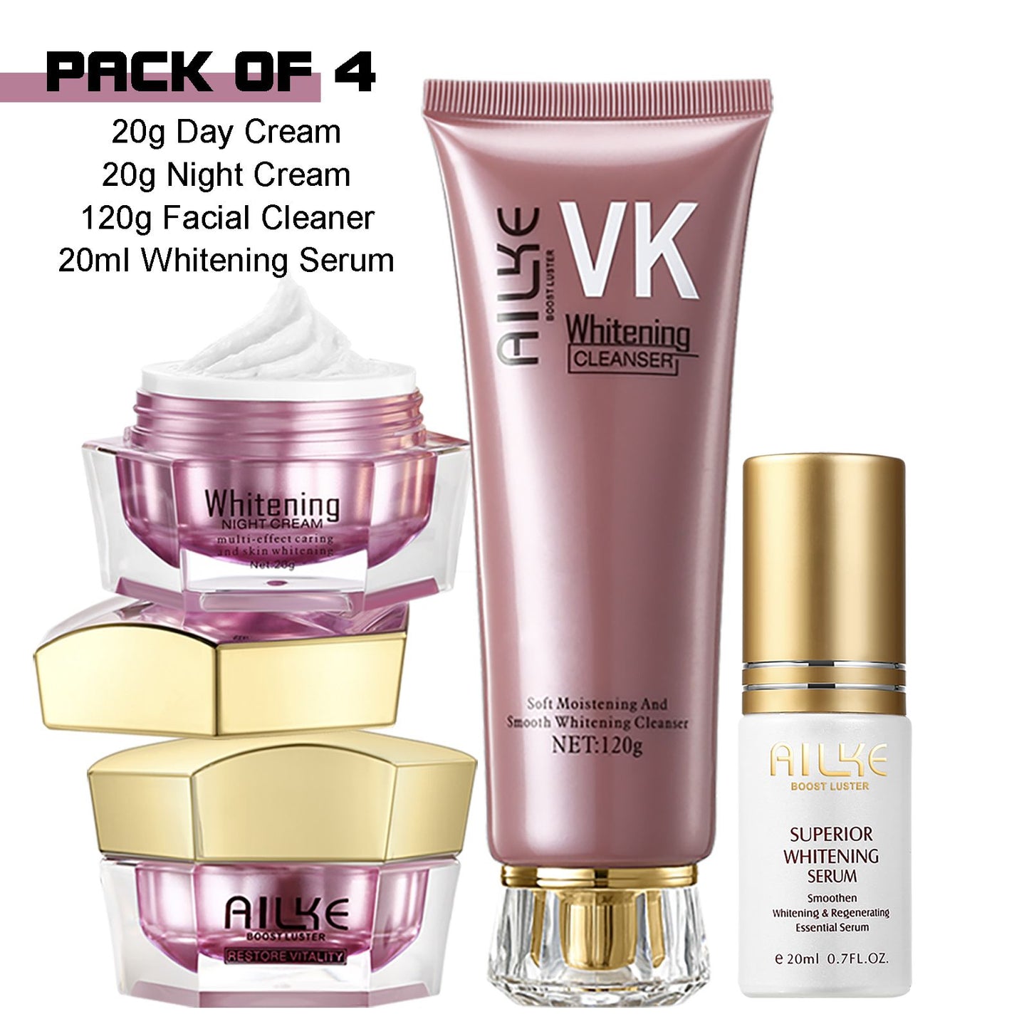 AILKE Lightening Face Cream With Collagen, Hyaluronic Acid, Increase Skin Radiance, Even Toning, Women Facial Moisturizer Set