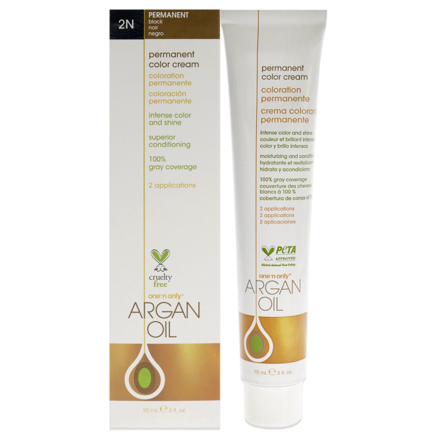 Argan Oil Permanent Color Cream - 2N Black by One n Only for Unisex - 3 oz Hair Color