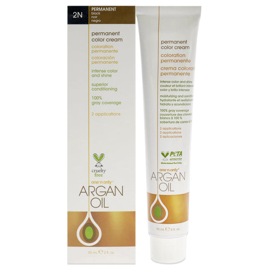 Argan Oil Permanent Color Cream - 2N Black by One n Only for Unisex - 3 oz Hair Color