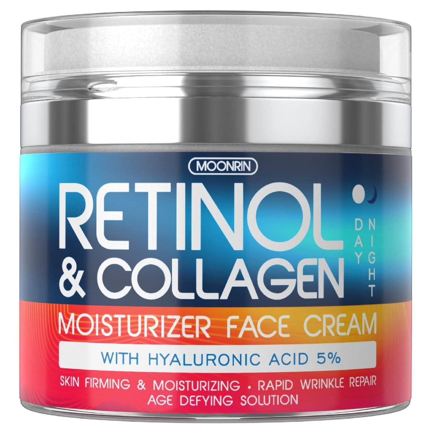 Retinol Cream for Face Collagen and Retinol Moisturizer with Hyaluronic Acid Day Night Anti Aging Retinol Face Moisturizer for Women Men Collagen Cream for Face Reduces Wrinkles Dryness 1.85 Oz